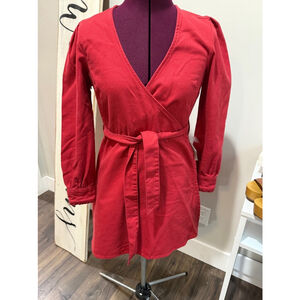 New ASOS Red Denim Dress Medium 8